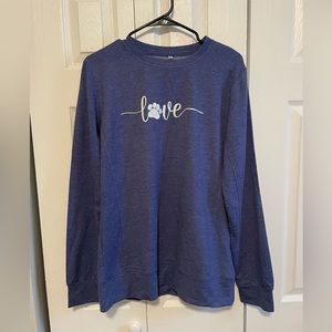 Love With Paw print blue crew neck